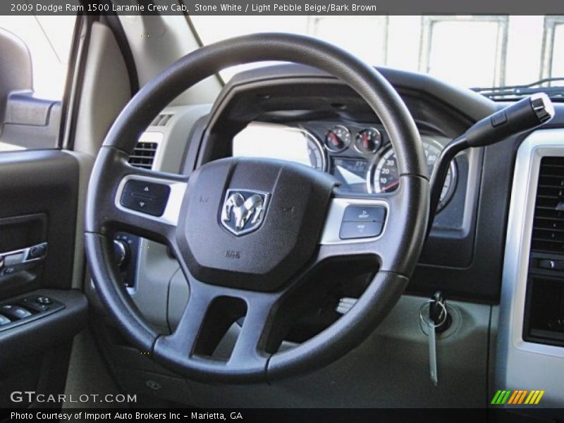 Stone White / Light Pebble Beige/Bark Brown 2009 Dodge Ram 1500 Laramie Crew Cab