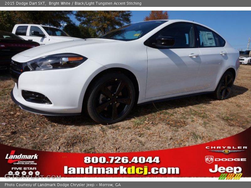 Bright White / Black/Light Tungsten Accent Stitching 2015 Dodge Dart SXT