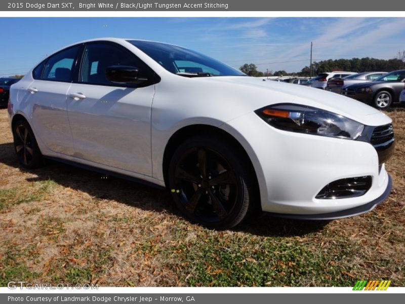 Bright White / Black/Light Tungsten Accent Stitching 2015 Dodge Dart SXT