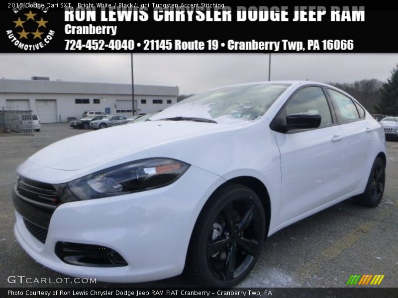 Bright White / Black/Light Tungsten Accent Stitching 2015 Dodge Dart SXT