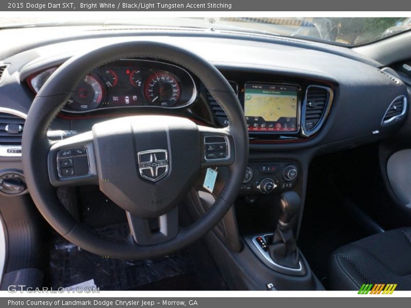 Bright White / Black/Light Tungsten Accent Stitching 2015 Dodge Dart SXT