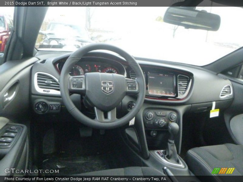 Bright White / Black/Light Tungsten Accent Stitching 2015 Dodge Dart SXT
