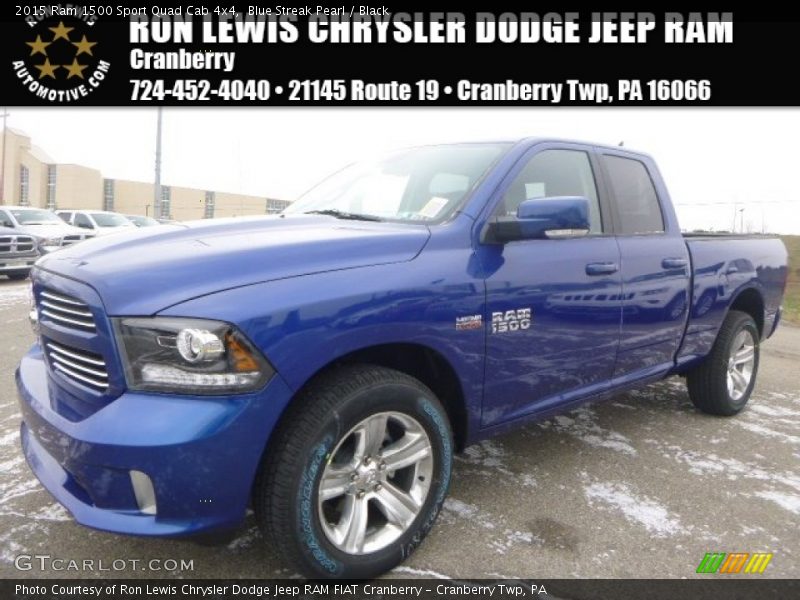 Blue Streak Pearl / Black 2015 Ram 1500 Sport Quad Cab 4x4