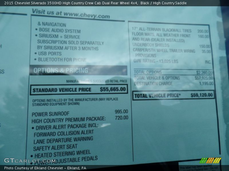 Black / High Country Saddle 2015 Chevrolet Silverado 3500HD High Country Crew Cab Dual Rear Wheel 4x4