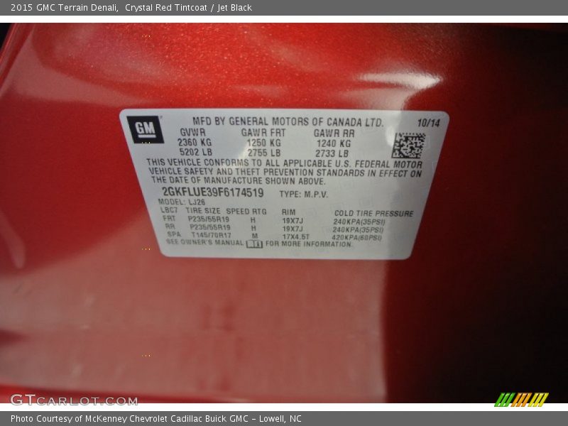 Crystal Red Tintcoat / Jet Black 2015 GMC Terrain Denali