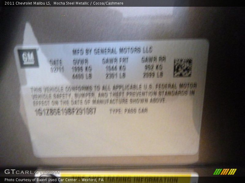 Mocha Steel Metallic / Cocoa/Cashmere 2011 Chevrolet Malibu LS