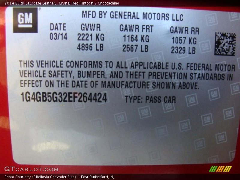Crystal Red Tintcoat / Choccachino 2014 Buick LaCrosse Leather
