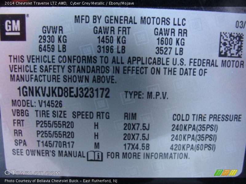 Cyber Grey Metallic / Ebony/Mojave 2014 Chevrolet Traverse LTZ AWD