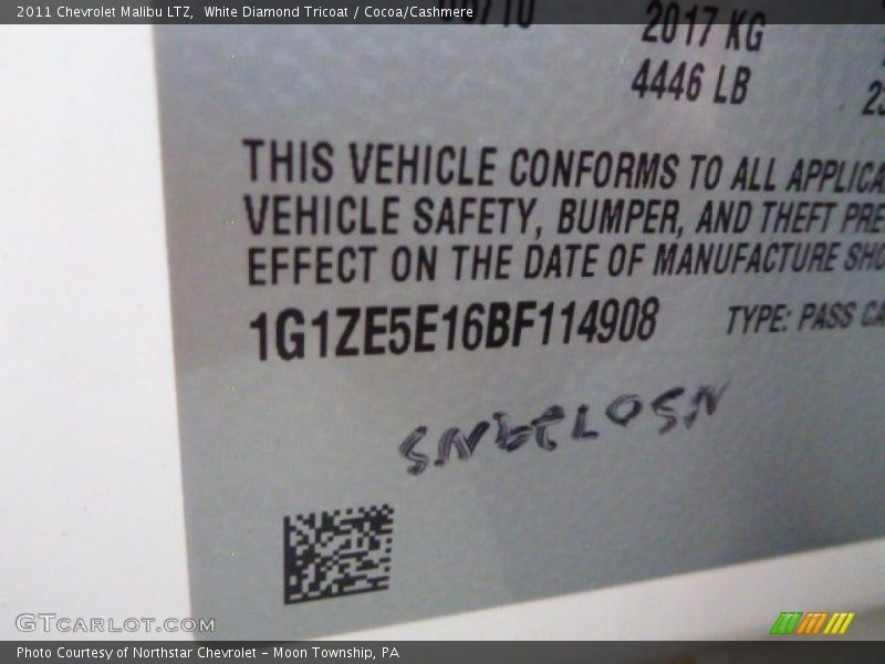 White Diamond Tricoat / Cocoa/Cashmere 2011 Chevrolet Malibu LTZ