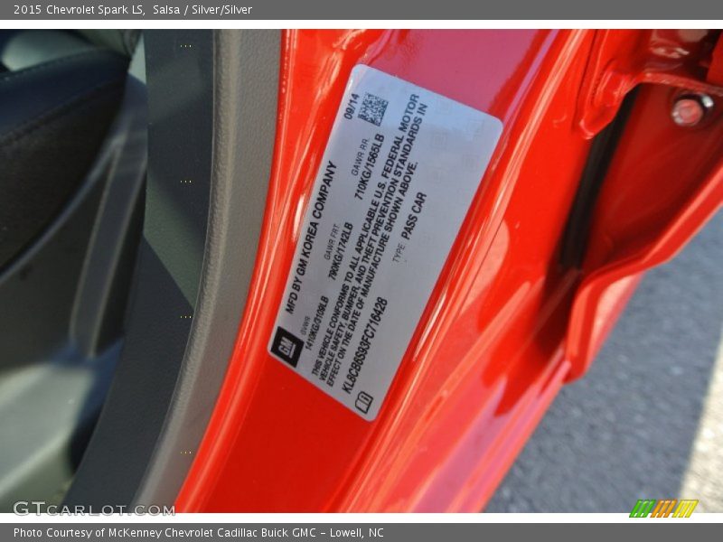 Salsa / Silver/Silver 2015 Chevrolet Spark LS