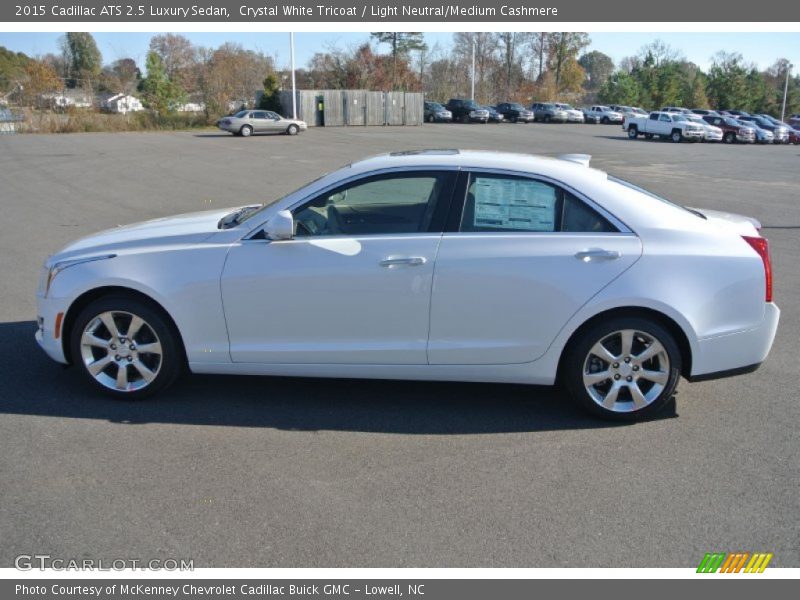 Crystal White Tricoat / Light Neutral/Medium Cashmere 2015 Cadillac ATS 2.5 Luxury Sedan