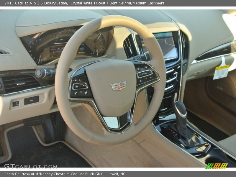 Crystal White Tricoat / Light Neutral/Medium Cashmere 2015 Cadillac ATS 2.5 Luxury Sedan