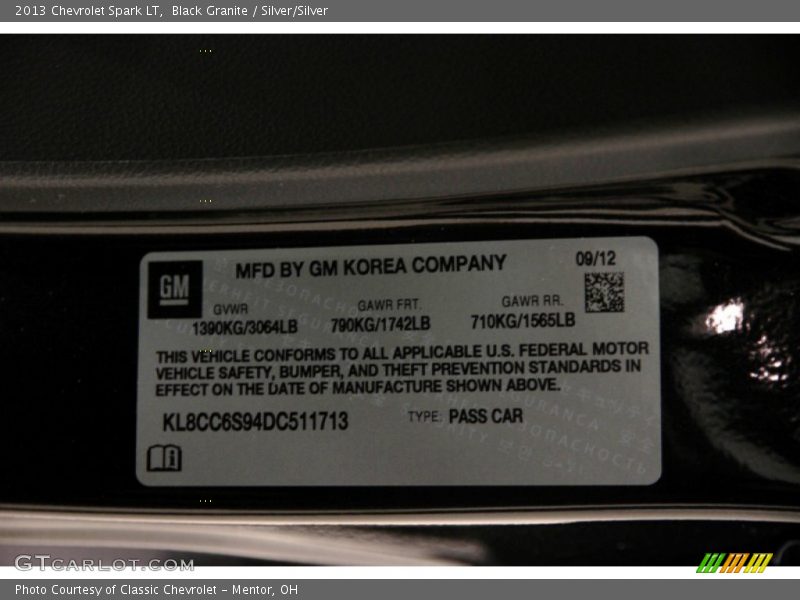 Black Granite / Silver/Silver 2013 Chevrolet Spark LT
