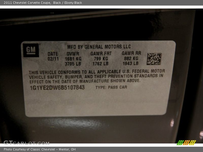 Black / Ebony Black 2011 Chevrolet Corvette Coupe