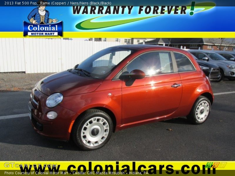 Rame (Copper) / Nero/Nero (Black/Black) 2013 Fiat 500 Pop