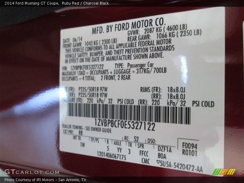 Ruby Red / Charcoal Black 2014 Ford Mustang GT Coupe