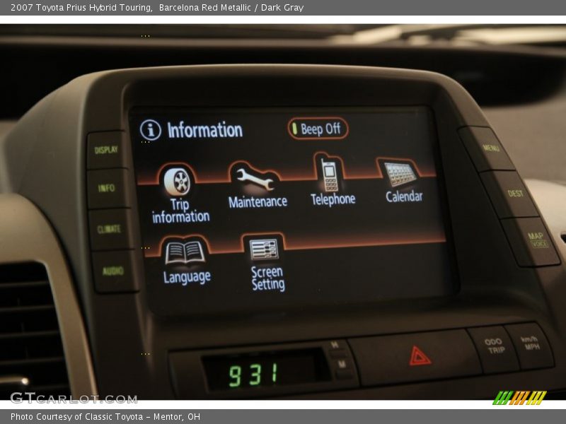 Barcelona Red Metallic / Dark Gray 2007 Toyota Prius Hybrid Touring