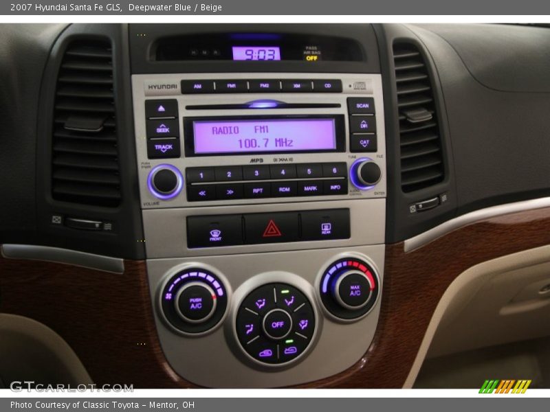 Deepwater Blue / Beige 2007 Hyundai Santa Fe GLS