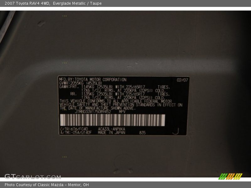 Everglade Metallic / Taupe 2007 Toyota RAV4 4WD
