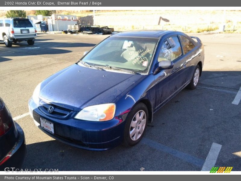 Eternal Blue Pearl / Beige 2002 Honda Civic EX Coupe