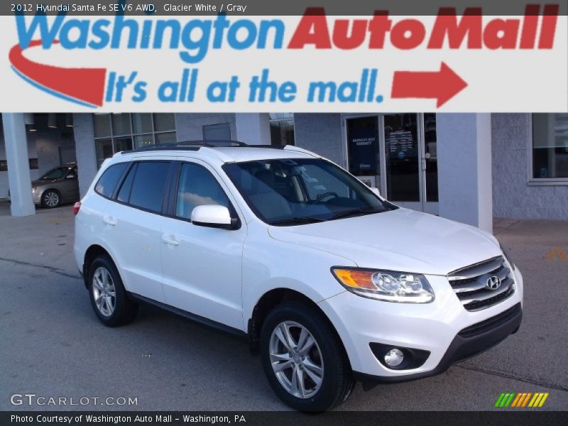 Glacier White / Gray 2012 Hyundai Santa Fe SE V6 AWD