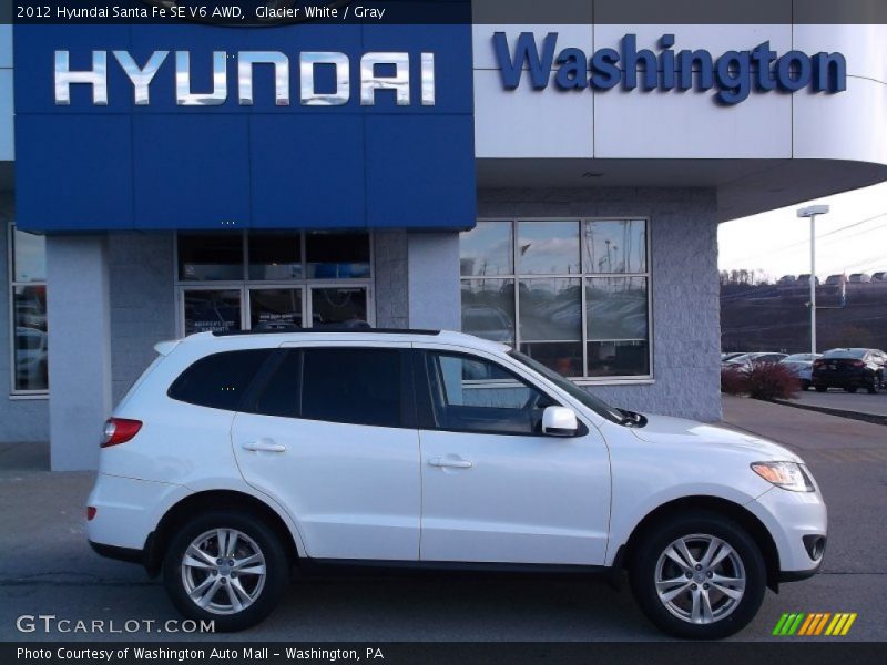 Glacier White / Gray 2012 Hyundai Santa Fe SE V6 AWD