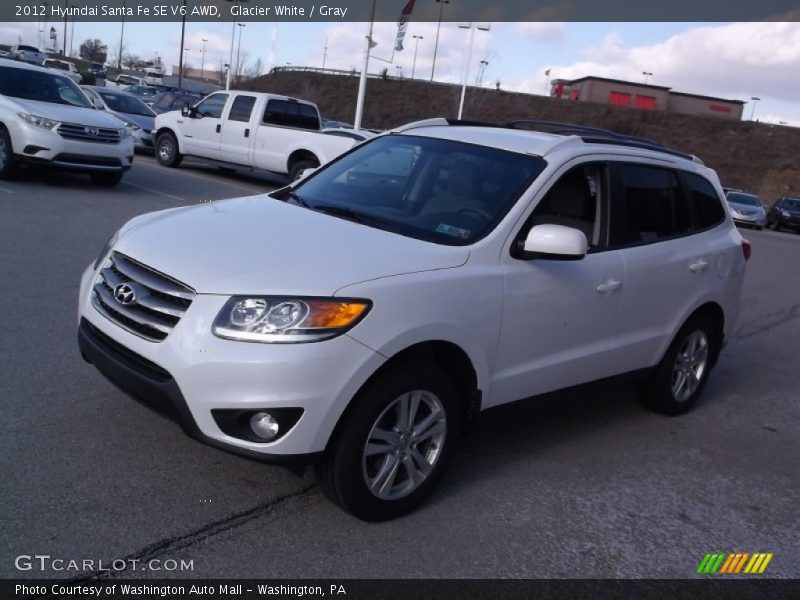 Glacier White / Gray 2012 Hyundai Santa Fe SE V6 AWD
