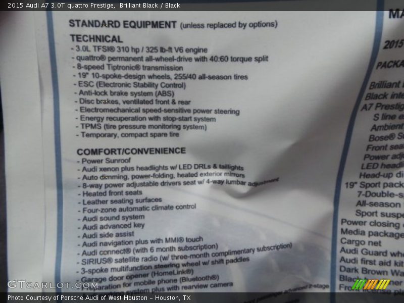 Brilliant Black / Black 2015 Audi A7 3.0T quattro Prestige