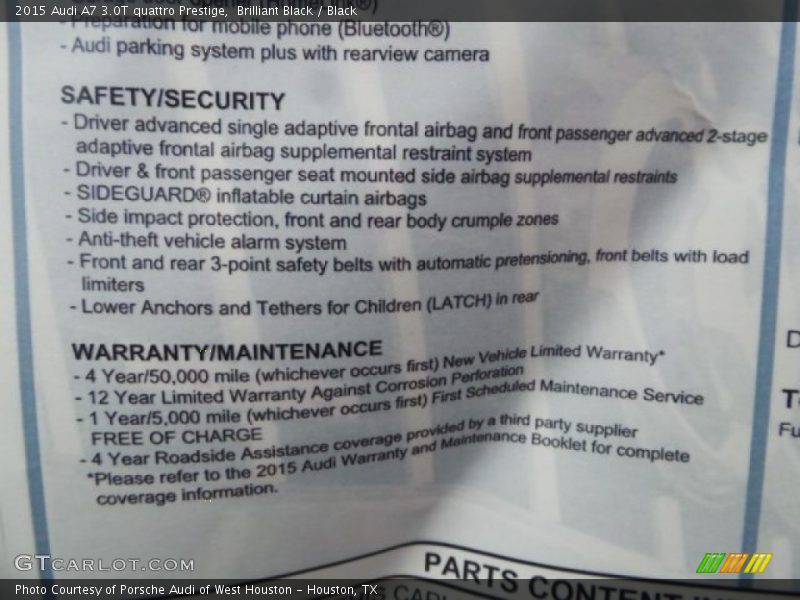 Brilliant Black / Black 2015 Audi A7 3.0T quattro Prestige