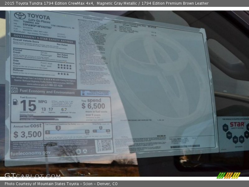 Magnetic Gray Metallic / 1794 Edition Premium Brown Leather 2015 Toyota Tundra 1794 Edition CrewMax 4x4
