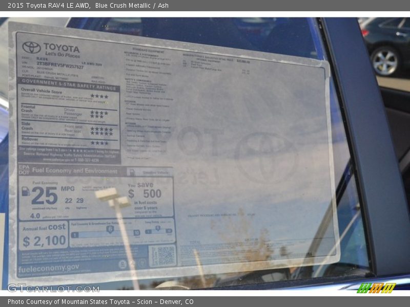 Blue Crush Metallic / Ash 2015 Toyota RAV4 LE AWD