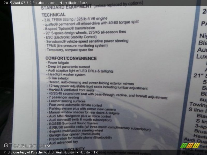 Night Black / Black 2015 Audi Q7 3.0 Prestige quattro