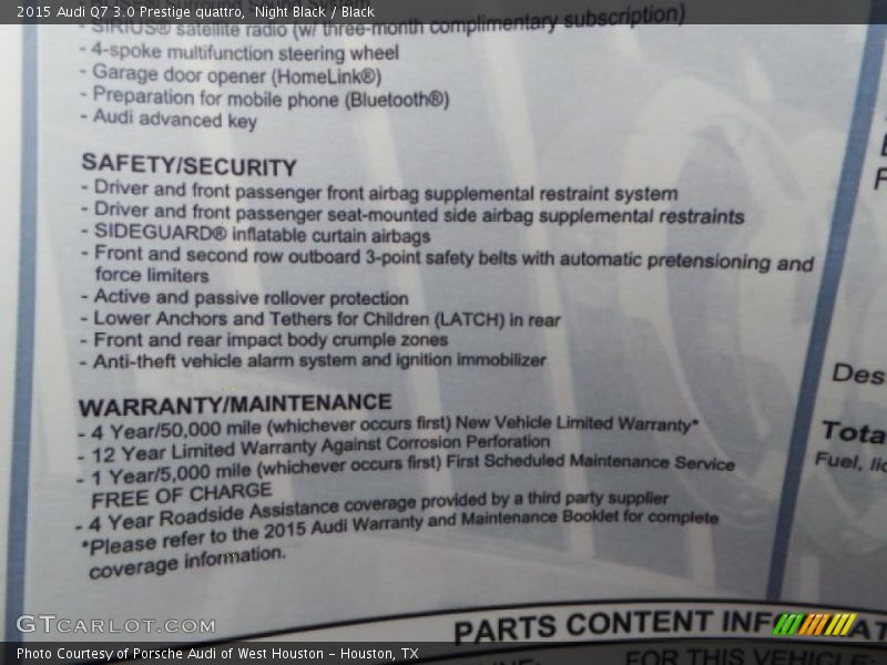 Night Black / Black 2015 Audi Q7 3.0 Prestige quattro