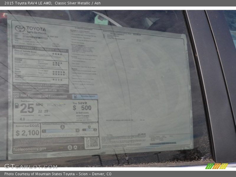 Classic Silver Metallic / Ash 2015 Toyota RAV4 LE AWD