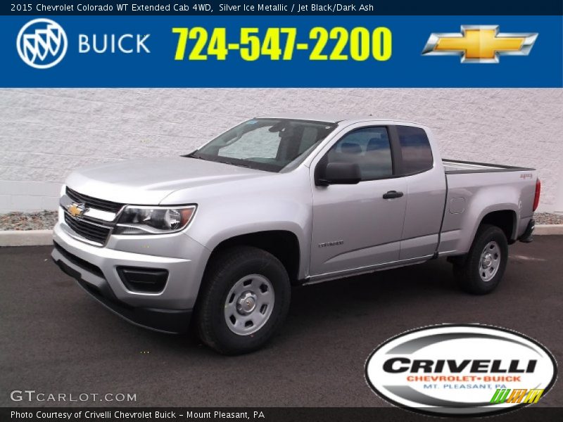 Silver Ice Metallic / Jet Black/Dark Ash 2015 Chevrolet Colorado WT Extended Cab 4WD