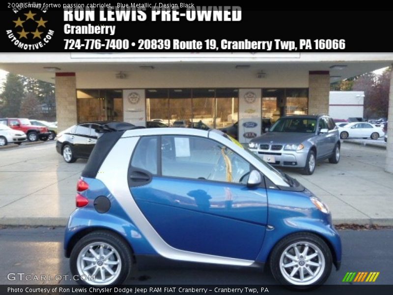 Blue Metallic / Design Black 2008 Smart fortwo passion cabriolet