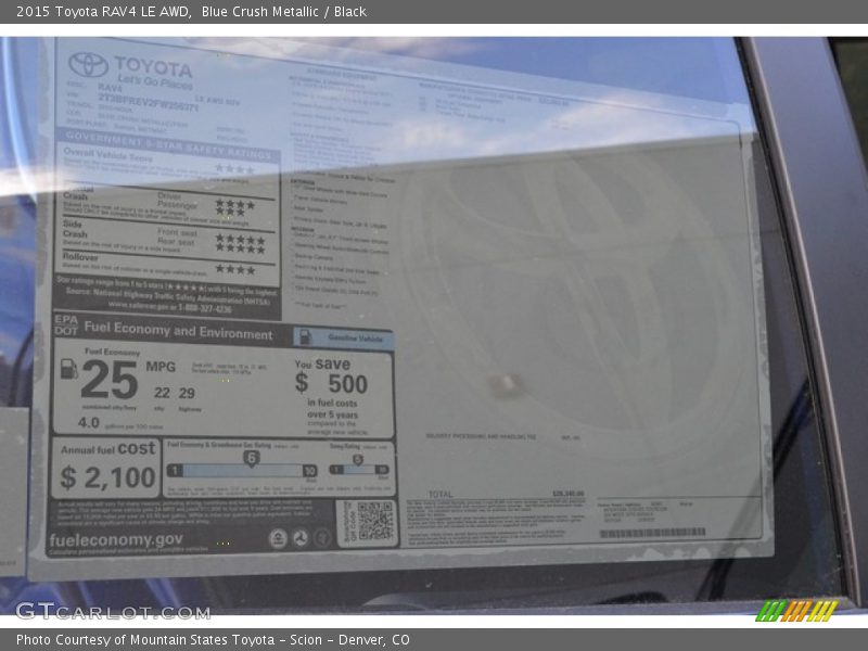 Blue Crush Metallic / Black 2015 Toyota RAV4 LE AWD