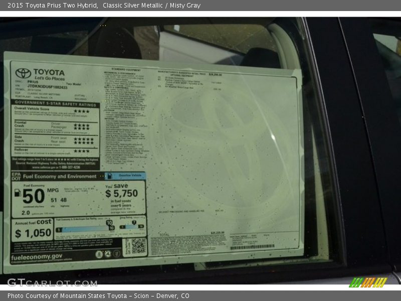 Classic Silver Metallic / Misty Gray 2015 Toyota Prius Two Hybrid