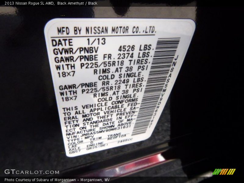 Black Amethyst / Black 2013 Nissan Rogue SL AWD