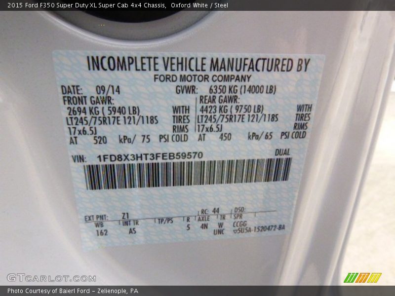 Oxford White / Steel 2015 Ford F350 Super Duty XL Super Cab 4x4 Chassis