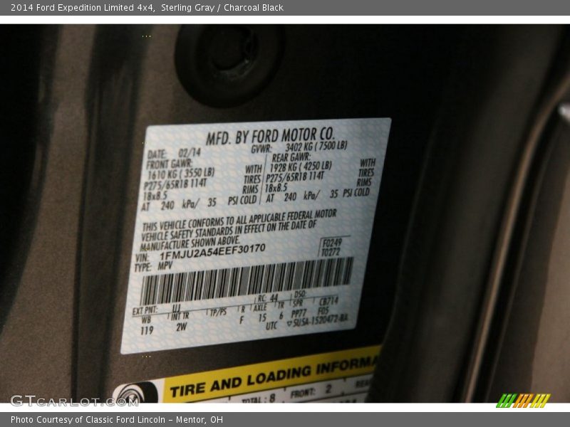 Sterling Gray / Charcoal Black 2014 Ford Expedition Limited 4x4