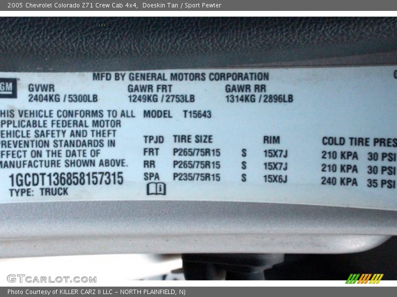 Doeskin Tan / Sport Pewter 2005 Chevrolet Colorado Z71 Crew Cab 4x4