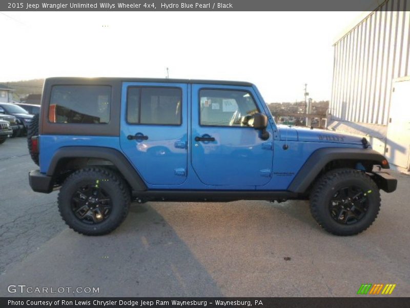 Hydro Blue Pearl / Black 2015 Jeep Wrangler Unlimited Willys Wheeler 4x4