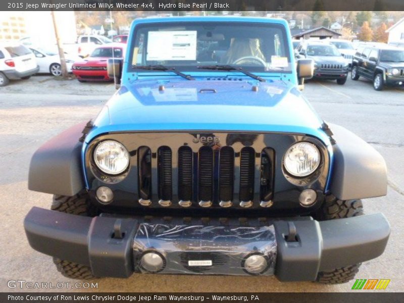 Hydro Blue Pearl / Black 2015 Jeep Wrangler Unlimited Willys Wheeler 4x4