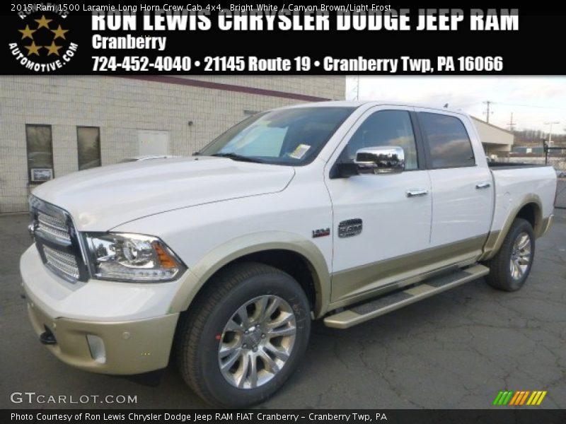 Bright White / Canyon Brown/Light Frost 2015 Ram 1500 Laramie Long Horn Crew Cab 4x4