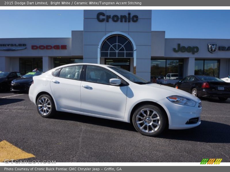 Bright White / Ceramic White/Tungsten Accent Stitching 2015 Dodge Dart Limited