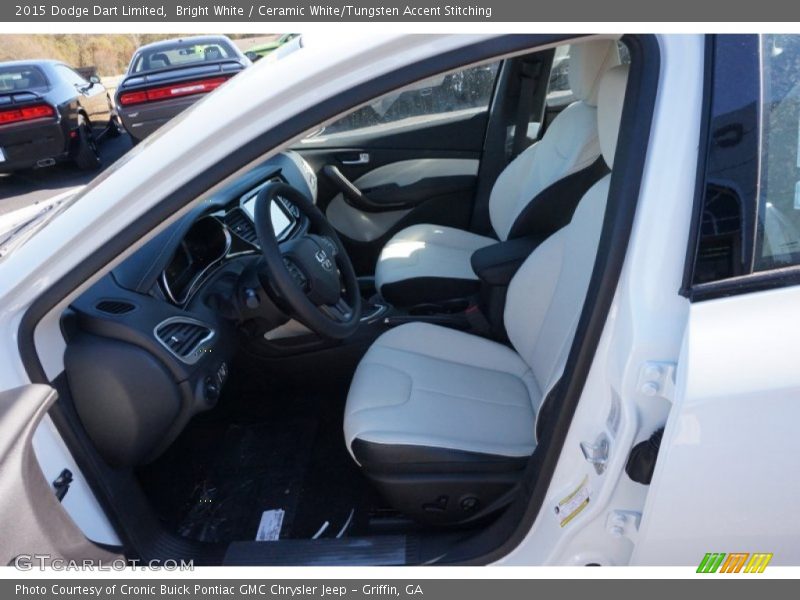 Bright White / Ceramic White/Tungsten Accent Stitching 2015 Dodge Dart Limited