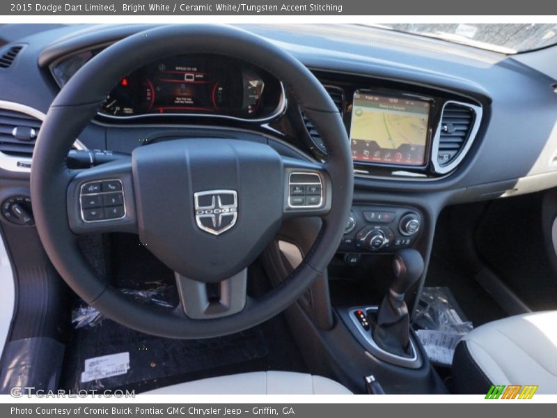Bright White / Ceramic White/Tungsten Accent Stitching 2015 Dodge Dart Limited