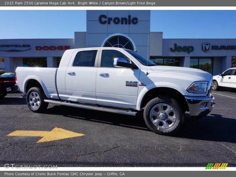 Bright White / Canyon Brown/Light Frost Beige 2015 Ram 2500 Laramie Mega Cab 4x4
