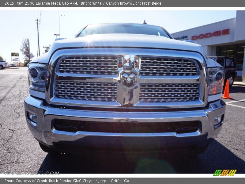 Bright White / Canyon Brown/Light Frost Beige 2015 Ram 2500 Laramie Mega Cab 4x4